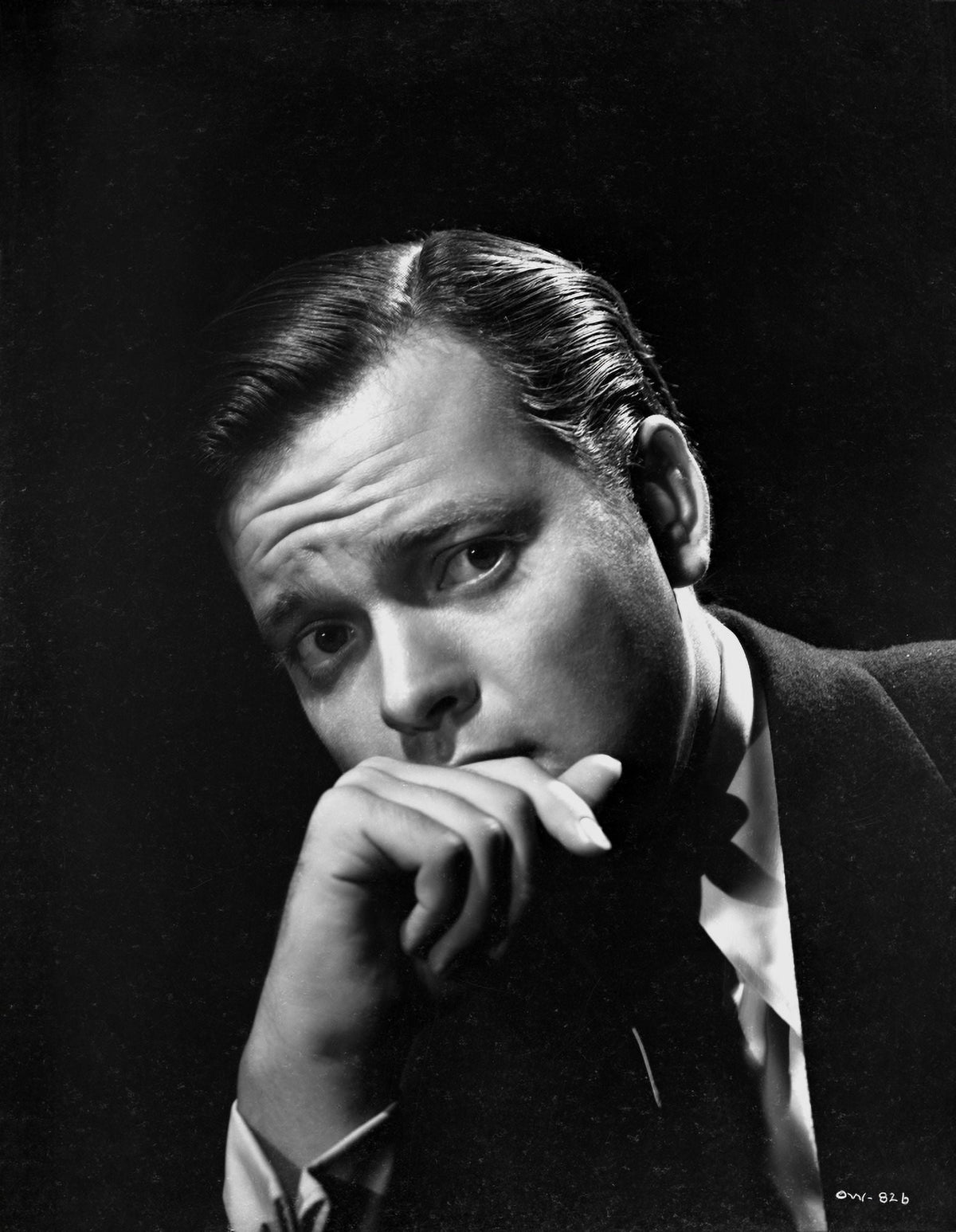 Orson Welles black and white photo print, iconic film actor.