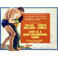 Love Is A Many-Splendored Thing movie poster featuring William Holden and Jennifer Jones.