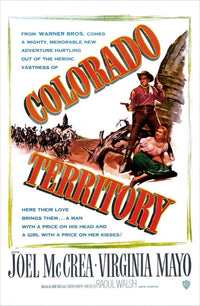 Colorado Territory movie poster print featuring Joel McCrea and Virginia Mayo, 1949, size 11x17.