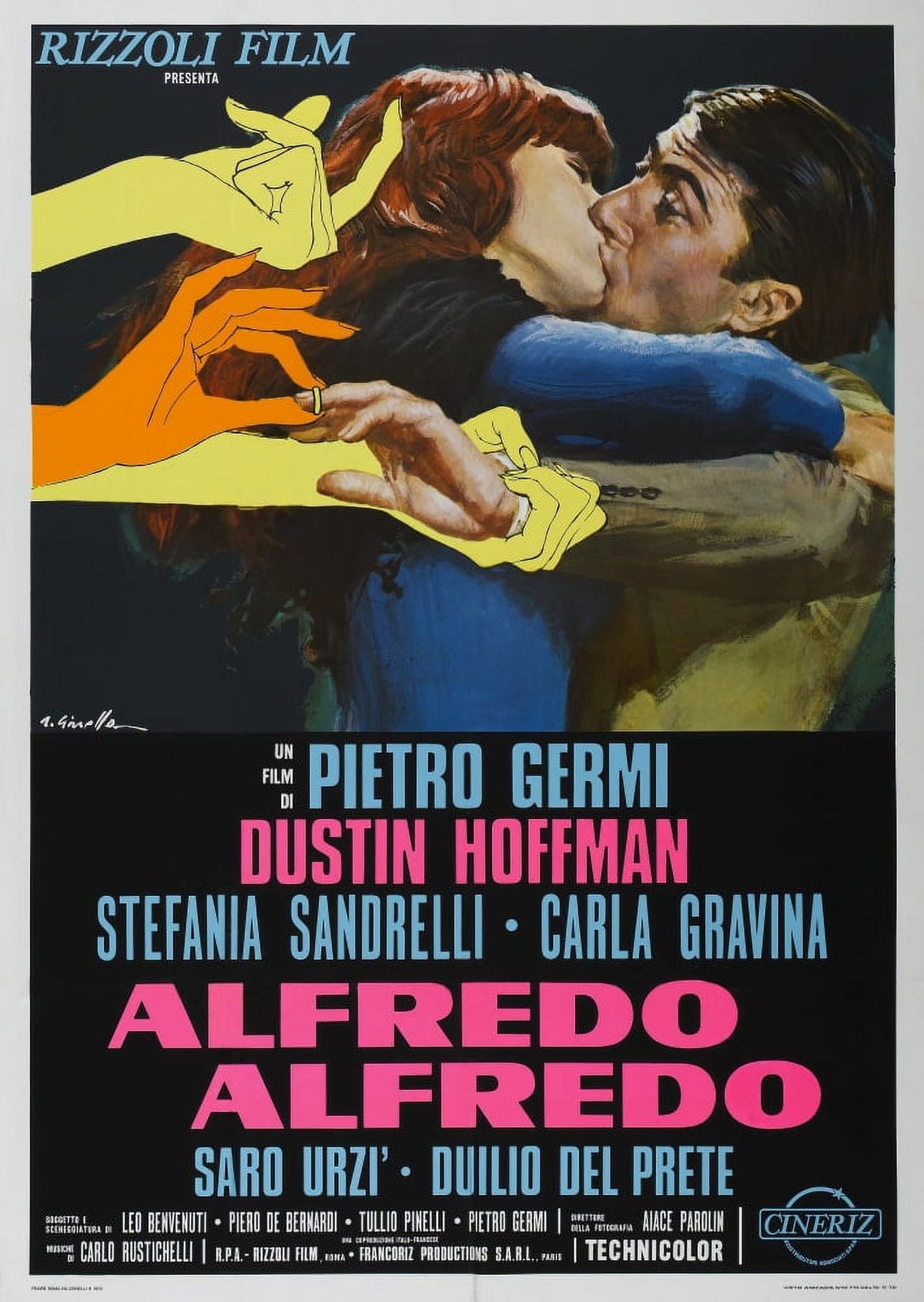 1972 movie masterprint poster featuring Stefania Sandrelli and Dustin Hoffman.