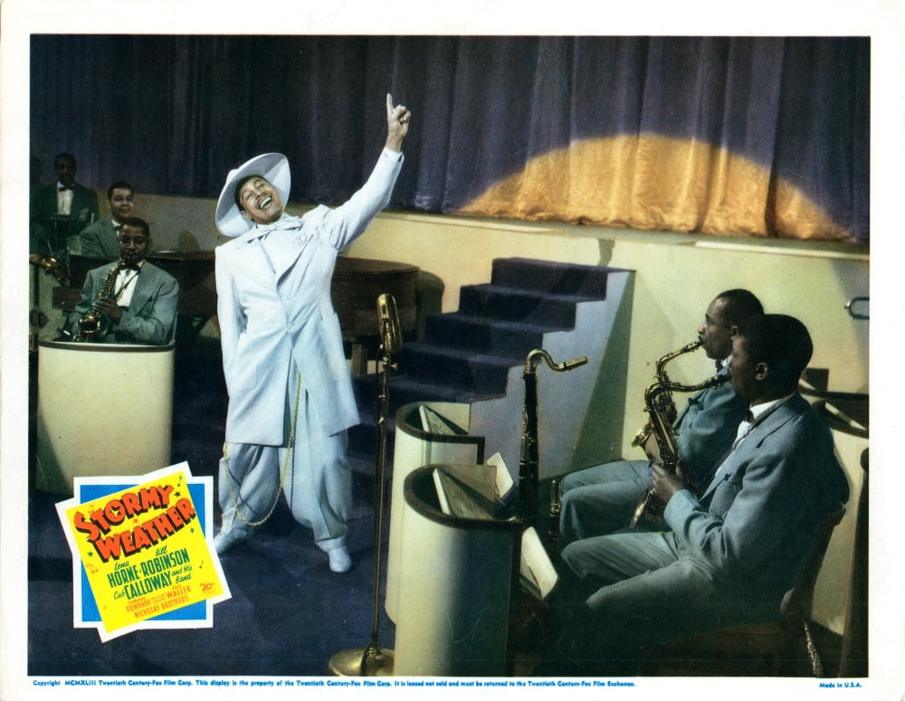 Stormy Weather 1943 movie lobby card print featuring Cab Calloway in white suit.