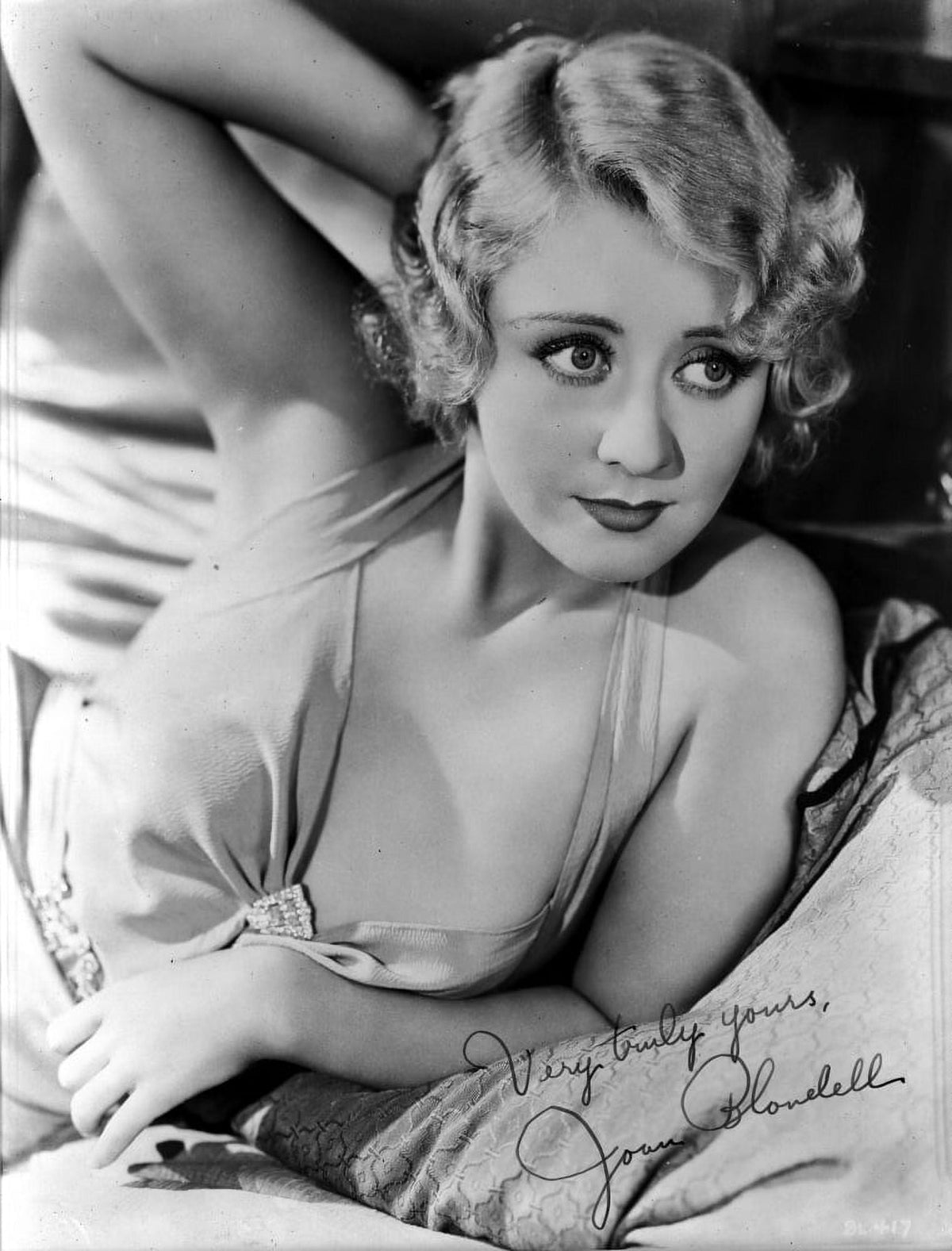 Signed portrait photo print of Joan Blondell, classic Hollywood actress.
