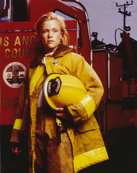 Christine Elise in firefighter outfit photo print