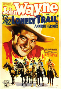 The Lonely Trail movie poster featuring John Wayne, available in multiple sizes.