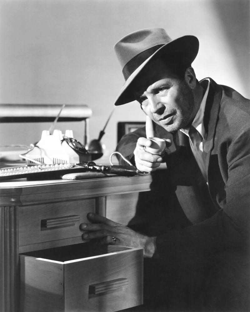 Murder My Sweet movie photo print featuring Dick Powell in classic film noir style.