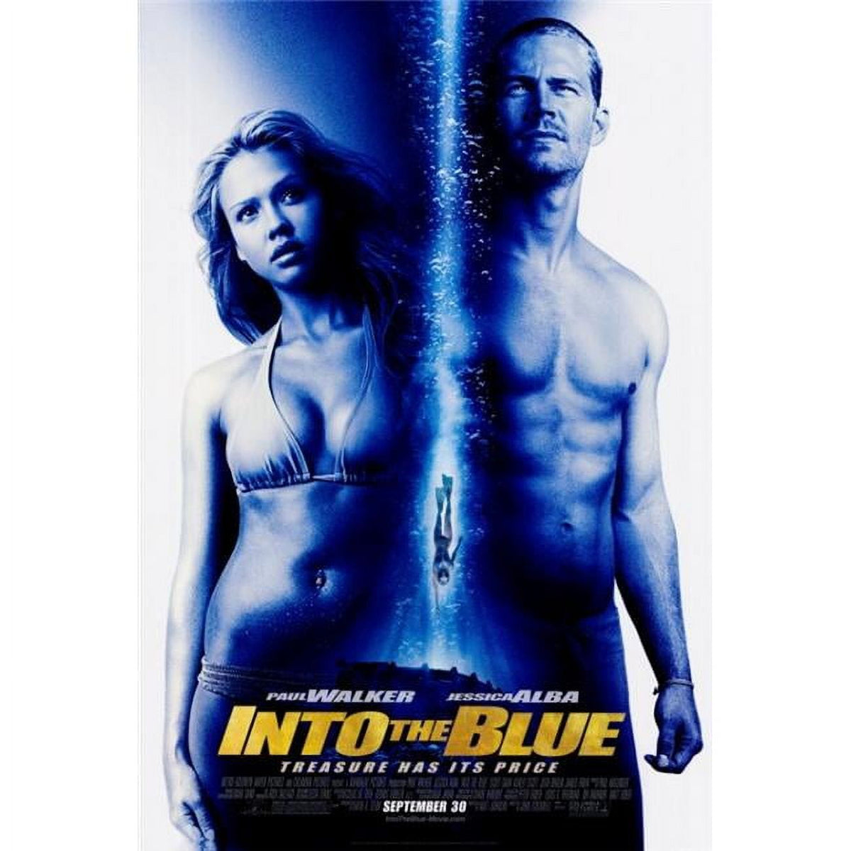 Into the Blue movie poster print featuring vibrant underwater imagery.