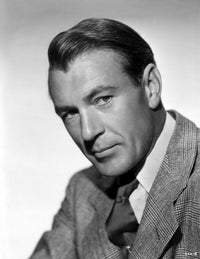 Gary Cooper elegant portrait photo print in suit with white background.