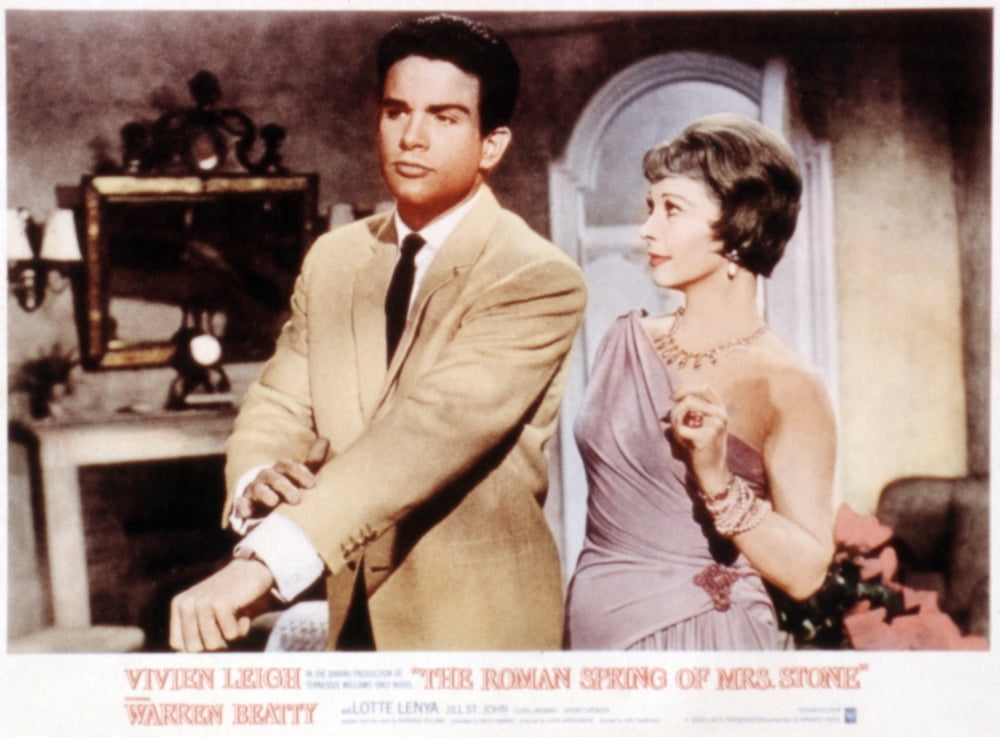 The Roman Spring of Mrs. Stone movie poster featuring Warren Beatty and Vivien Leigh.