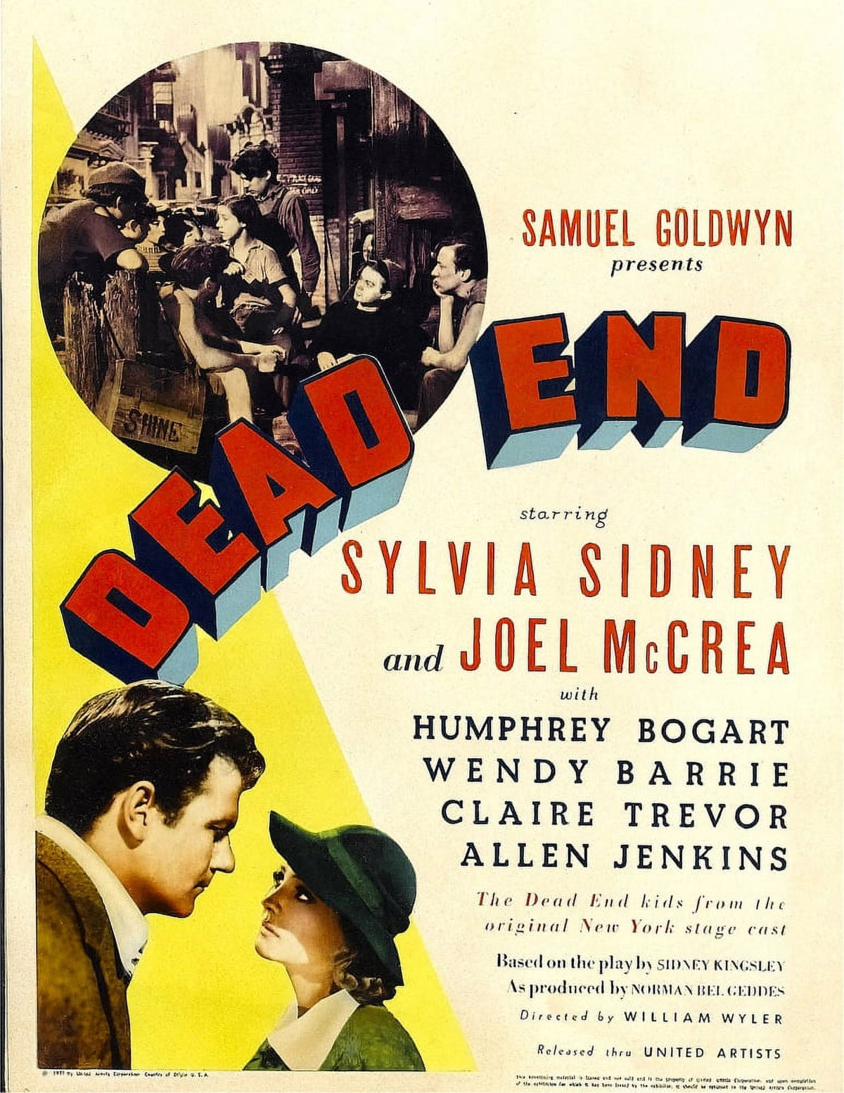 Top Dead End Kids movie poster print featuring Joel McCrea and Sylvia Sidney.