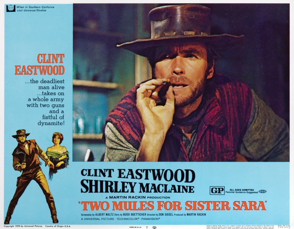 Two Mules for Sister Sara movie poster print, classic Western film art