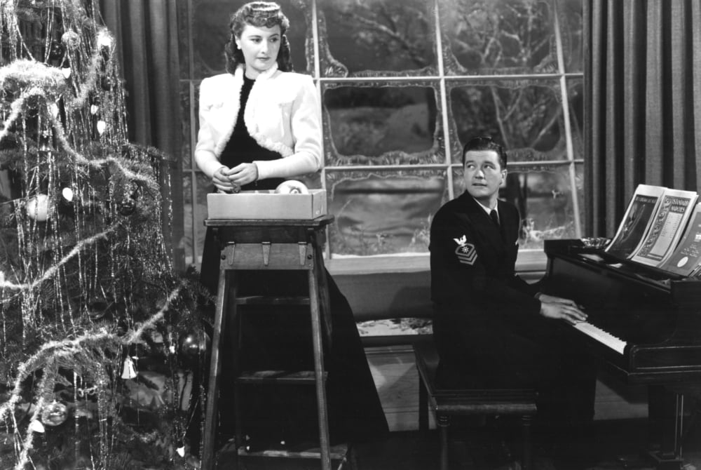 Christmas In Connecticut photo print featuring Barbara Stanwyck and Dennis Morgan from the 1945 film.