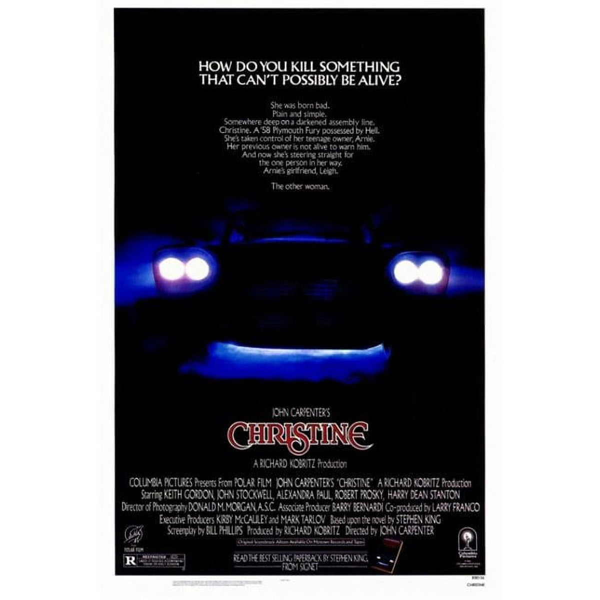 Christine Movie Poster Print featuring the iconic Plymouth Fury in vibrant colors.