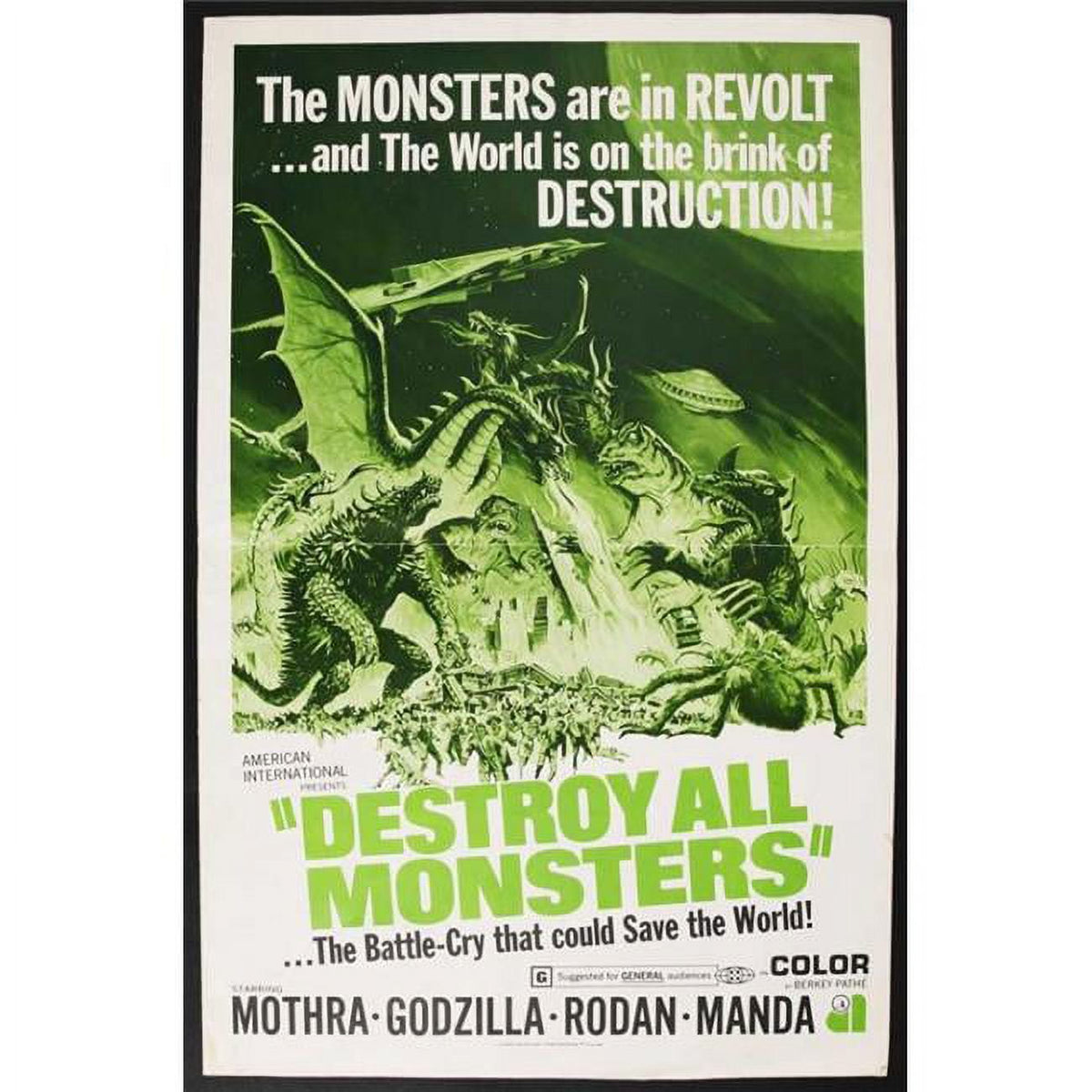 Destroy All Monsters Movie Poster Print 27x40
