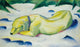 Dog Lying in the Snow fine art print by Franz Marc, showcasing a serene snowy landscape.