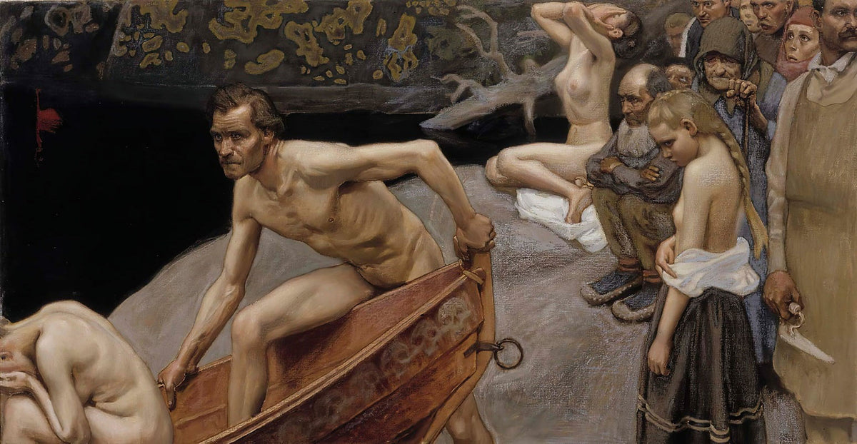 By The River Of Tuonela Study for the Jus�lius Mausoleum Frescoes Poster Print by Akseli Gallen-Kallela.